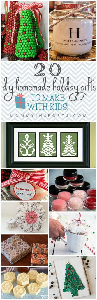 Need a homemade gift but not sure where to start? Try thse 20 DIY HOMEMADE HOLIDAY GIFTS TO MAKE WITH KIDS!