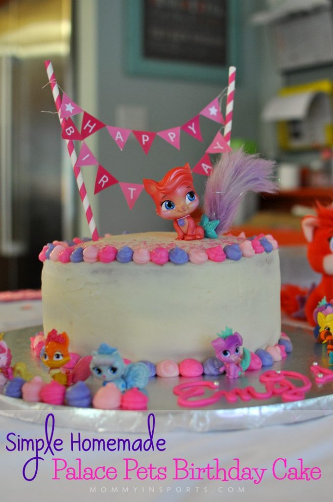 Having a Palace Pets Birthday Party? Try making this Simple Homemade Palace Pets Birthday Cake! It's easy, delish and all you need is some Palace Pets toys for toppers!