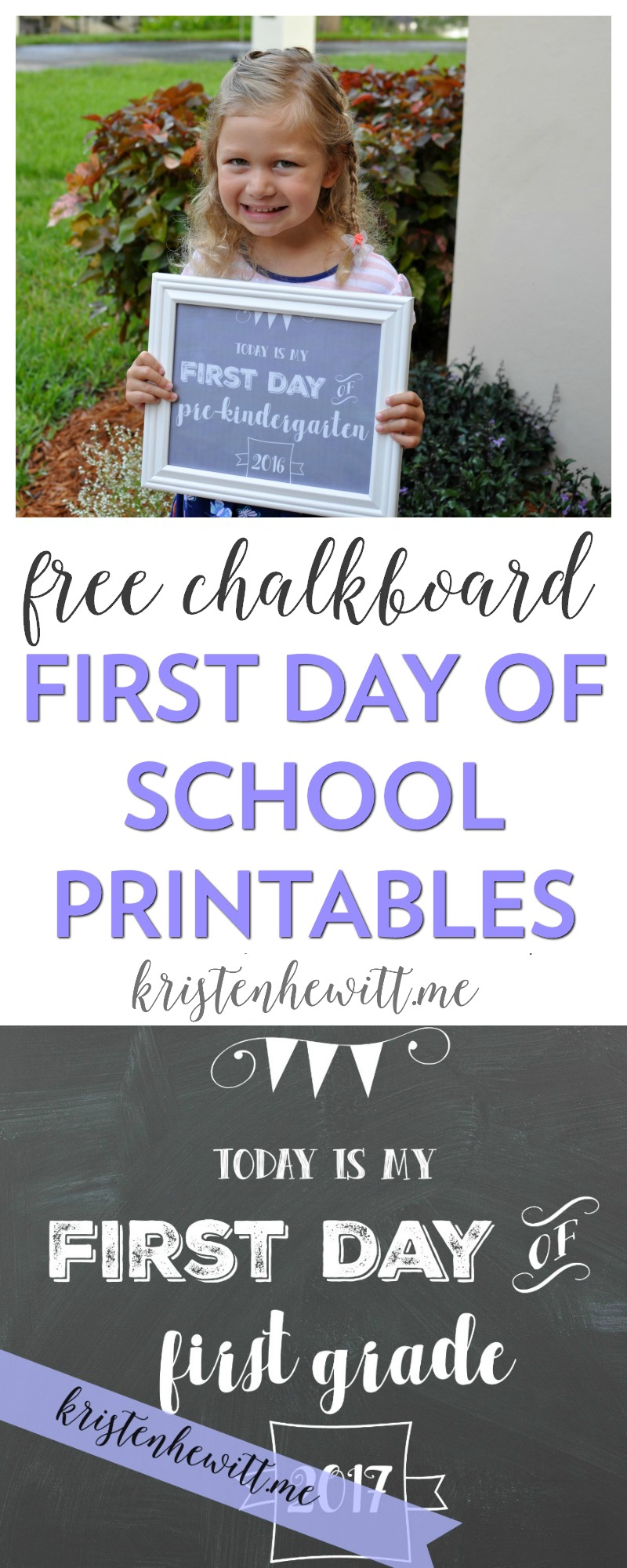 Looking for the perfect way to commemorate the first day of school? Print out one of these free chalkboard first day of school printables!