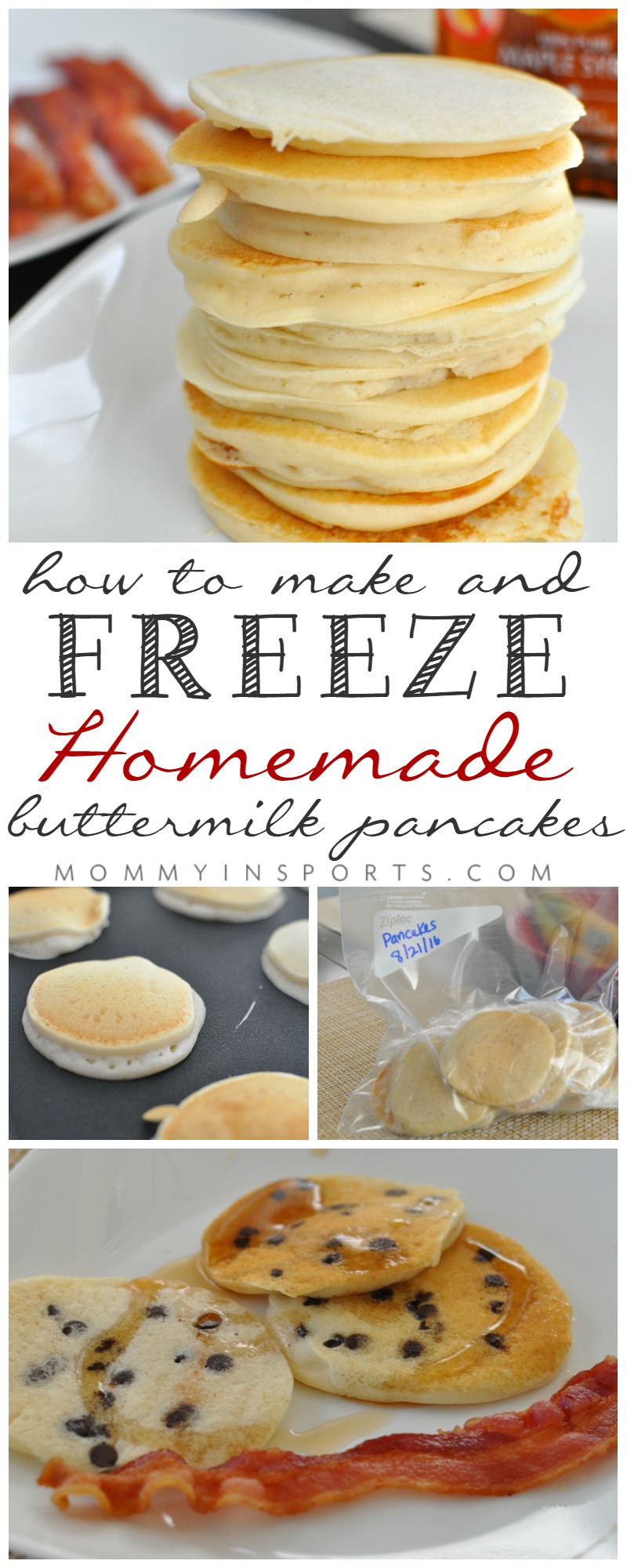 Want to make homemade buttermilk pancakes from scratch but not sure where to start? Try this simple recipe and steps to freeze for your family later!