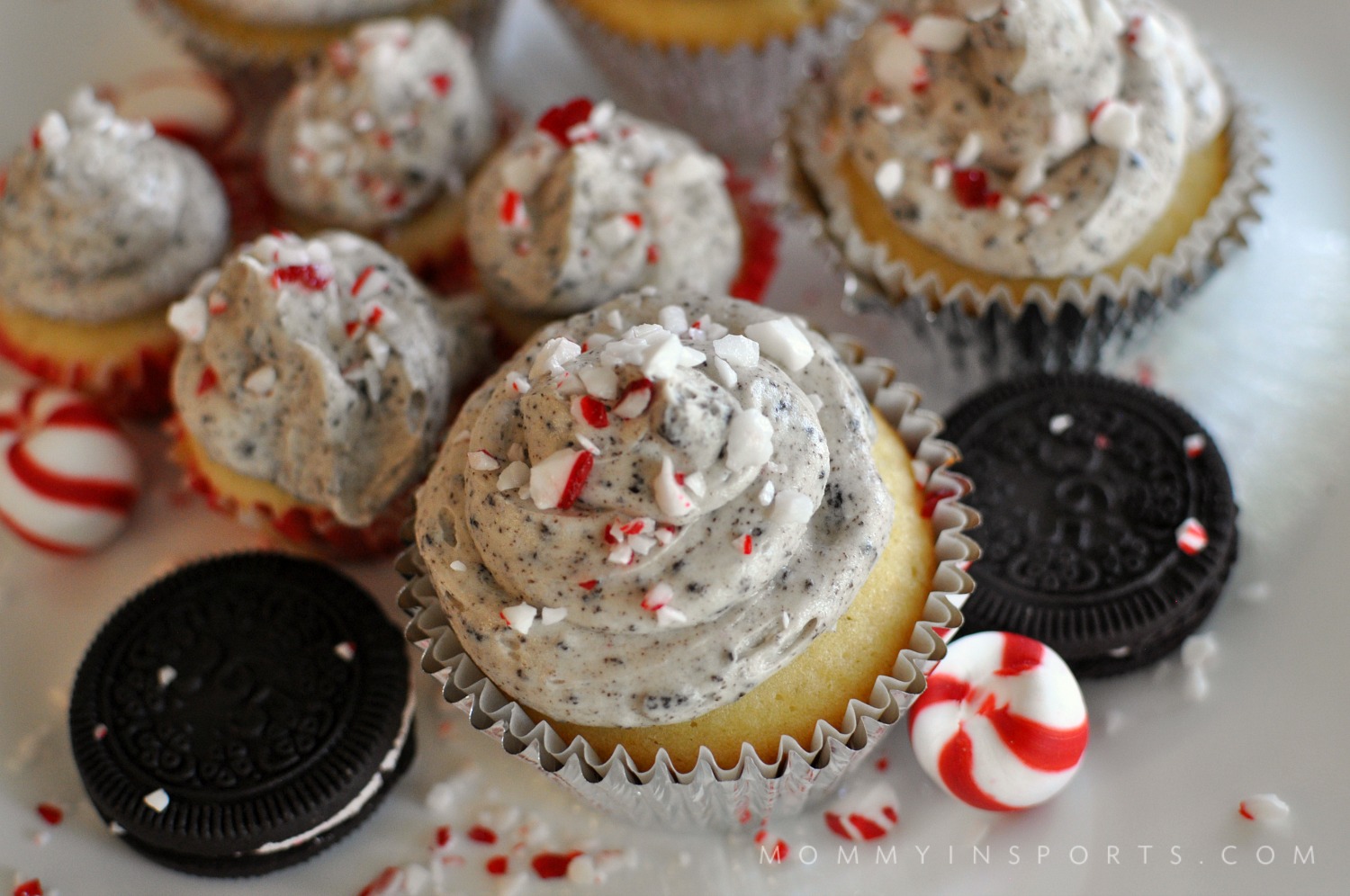 Looking for the perfect vanilla peppermint cupcakes recipe? Try these with some homemade peppermint Oreo frosting! Will spice up any holiday party!