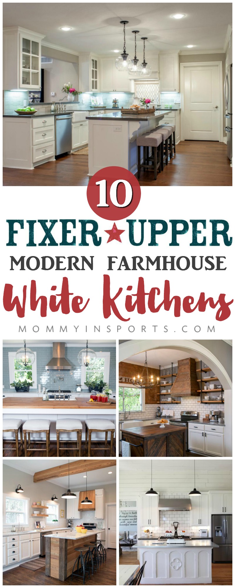 Re-designing a new kitchen and need some inspiration? Check out these 10 perfect Fixer Upper Modern Farmhouse White Kitchens! You too can have the kitchen of your dreams!