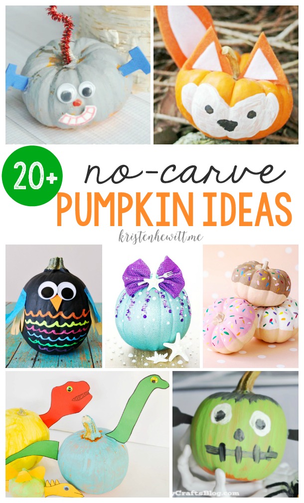 Looking for a safe Halloween pumpkin craft for your kids? Check out these 20+ No-Carve Pumpkin Ideas!